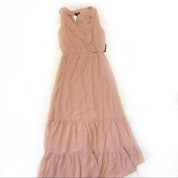 Express Metallic Clip Dot Ruffle Maxi Dress Sz Med - Picture 7 of 7